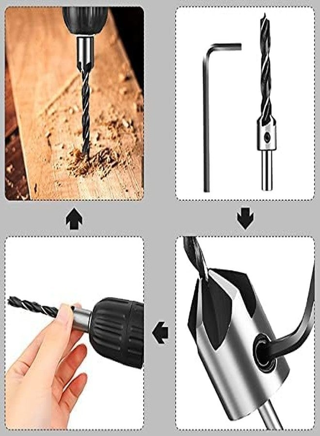 KP2® Drill Bit Set With Countersink Attachment Special Wooden Chamfer Tool For Drilling Screw With Head Counter On Wood Set, Brad Point Woodworking Hss Drill Bit (Pack Of 4) - Image 5
